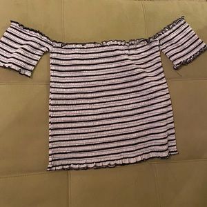 Black and White Off the Shoulder Shirt